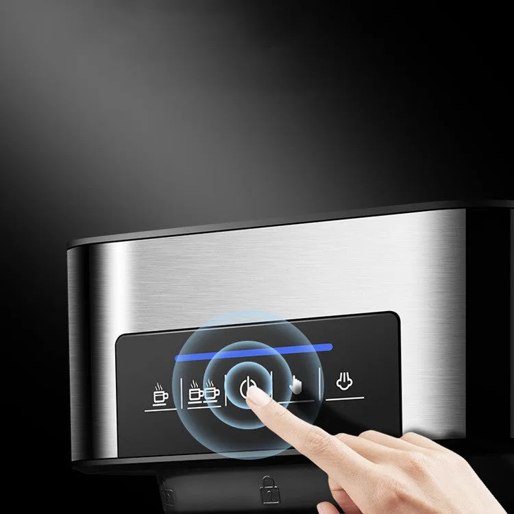 Home Smart black espresso machine with steam milk frother 850W 20BAR 1.6L tank touch buttons