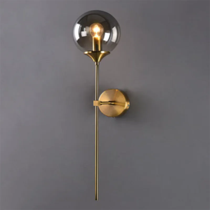 American simple glass shade bronze metal wall lamp with transparent glass, 15mm width, for corridor and staircase use
