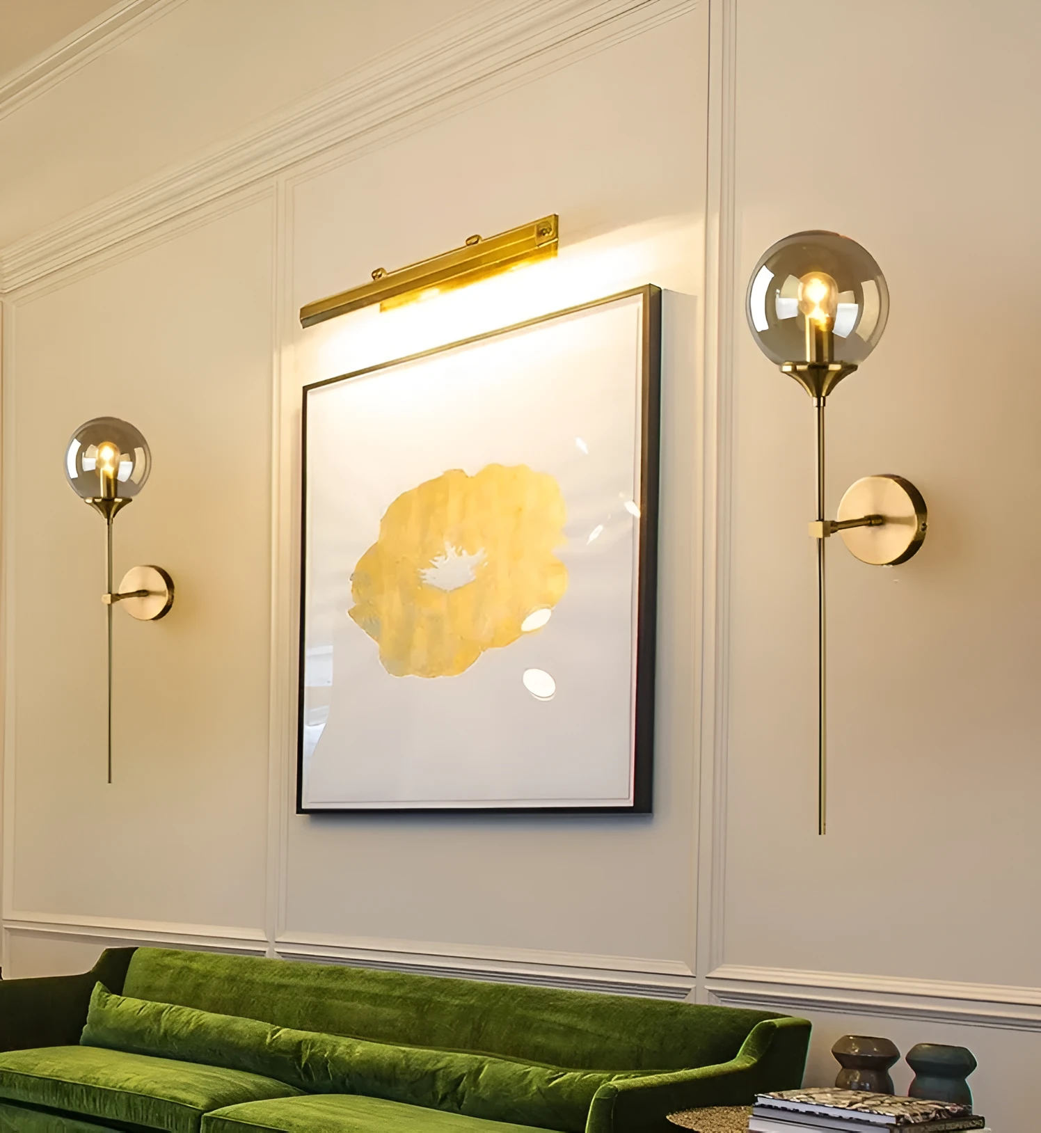 American simple glass shade bronze metal wall lamp with transparent glass, 15mm width, for corridor and staircase use