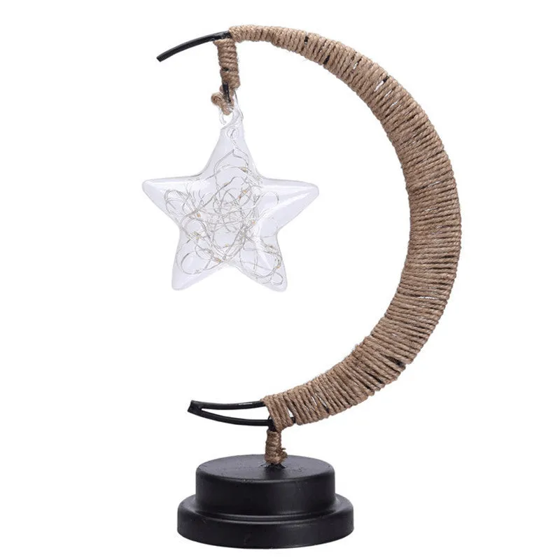 LED string lights with 20 glass pendants in star and ball shapes on a copper wire, 2 metres long, USB powered
