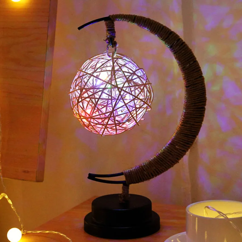 LED string lights with 20 glass pendants in star and ball shapes on a copper wire, 2 metres long, USB powered