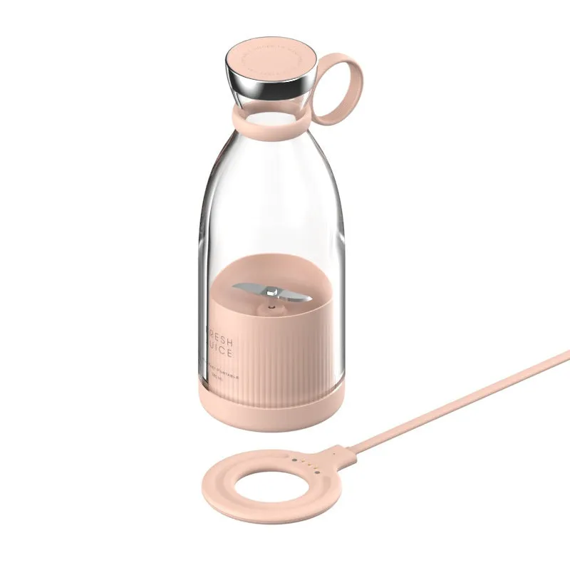 350ml white USB rechargeable portable blender with stainless steel blades and charging stand