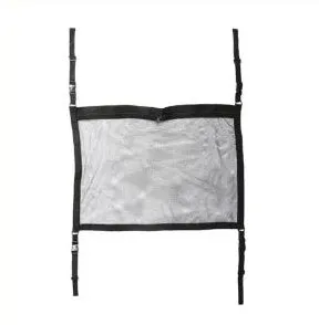 Black multifunctional hanging car storage bag with double-layer mesh, 60x80cm size, fitted on car top