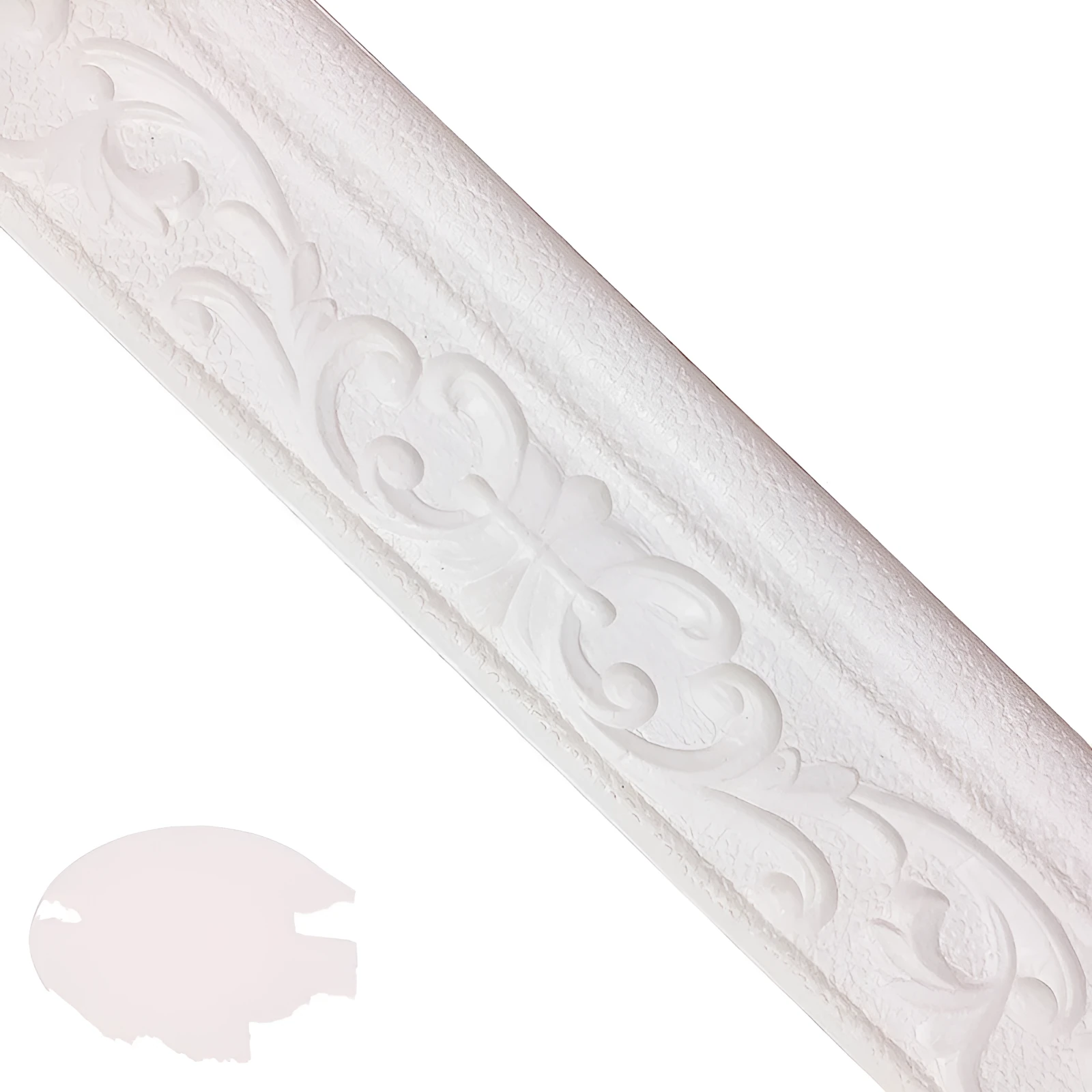 Medium size self-adhesive skirting line with a grid pattern for wall protection in gold, silver, white, or yellow white.