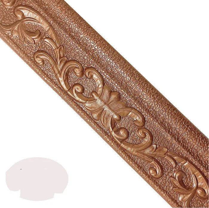 Medium size self-adhesive skirting line with a grid pattern for wall protection in gold, silver, white, or yellow white.