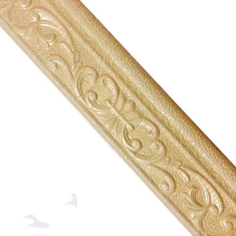Medium size self-adhesive skirting line with a grid pattern for wall protection in gold, silver, white, or yellow white.