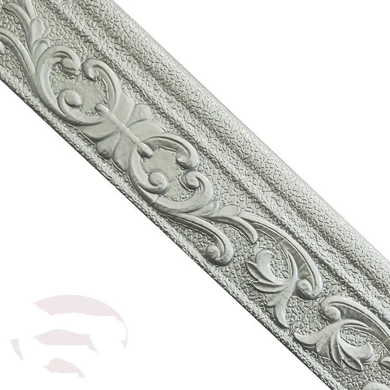 Medium size self-adhesive skirting line with a grid pattern for wall protection in gold, silver, white, or yellow white.