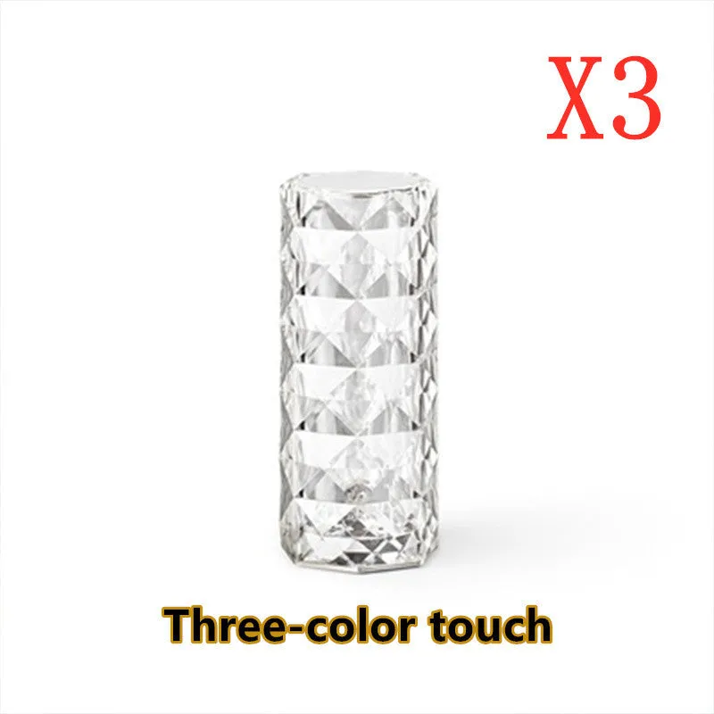 Nordic crystal acrylic USB table lamp with touch dimming and remote, 16 colours, black finish