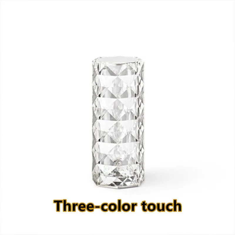 Nordic crystal acrylic USB table lamp with touch dimming and remote, 16 colours, black finish