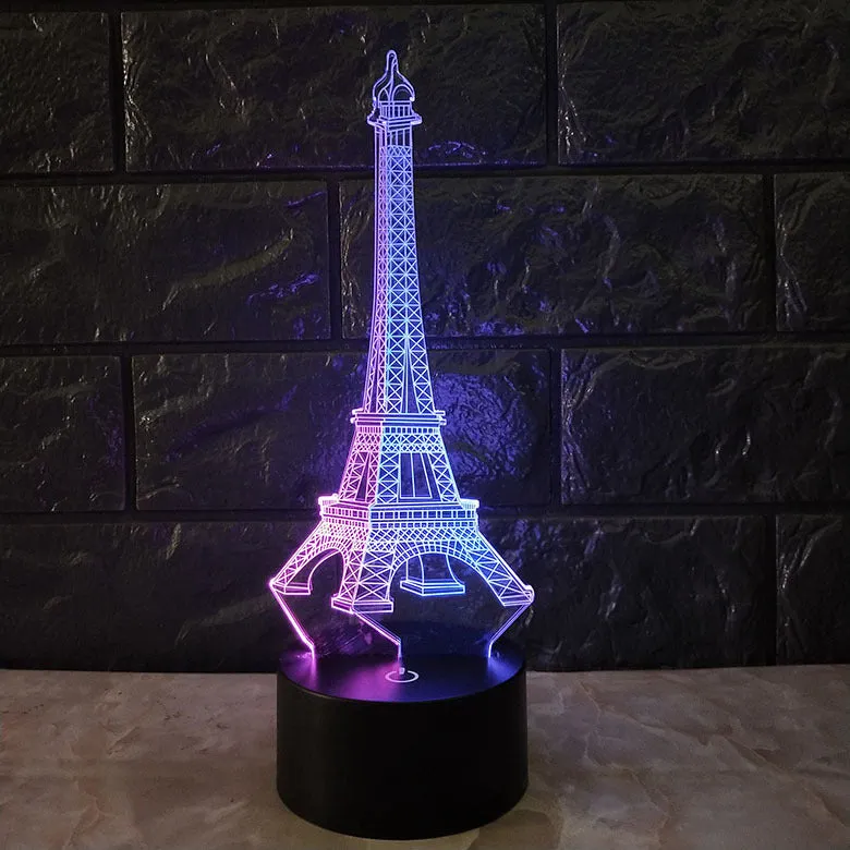 Eiffel Tower 3D Night Light Creative Colourful Touch and Remote Control ABS Acrylic Desk Lamp 7 Colours Adjustable Gradient USB Powered Home Décor Gift