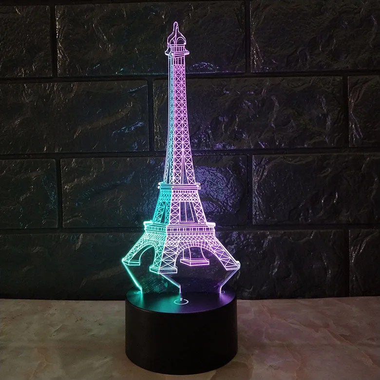 Eiffel Tower 3D Night Light Creative Colourful Touch and Remote Control ABS Acrylic Desk Lamp 7 Colours Adjustable Gradient USB Powered Home Décor Gift