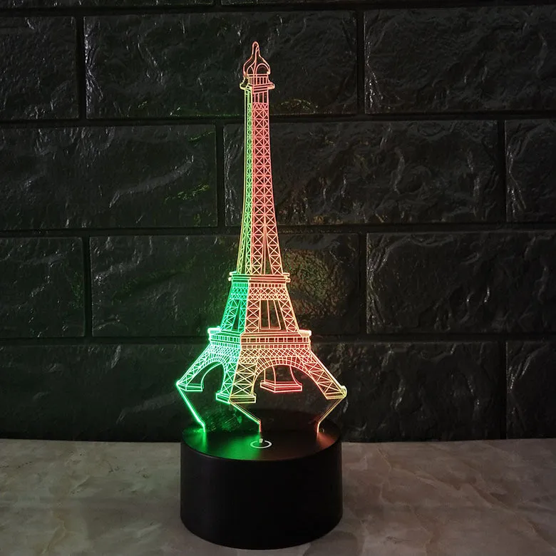 Eiffel Tower 3D Night Light Creative Colourful Touch and Remote Control ABS Acrylic Desk Lamp 7 Colours Adjustable Gradient USB Powered Home Décor Gift