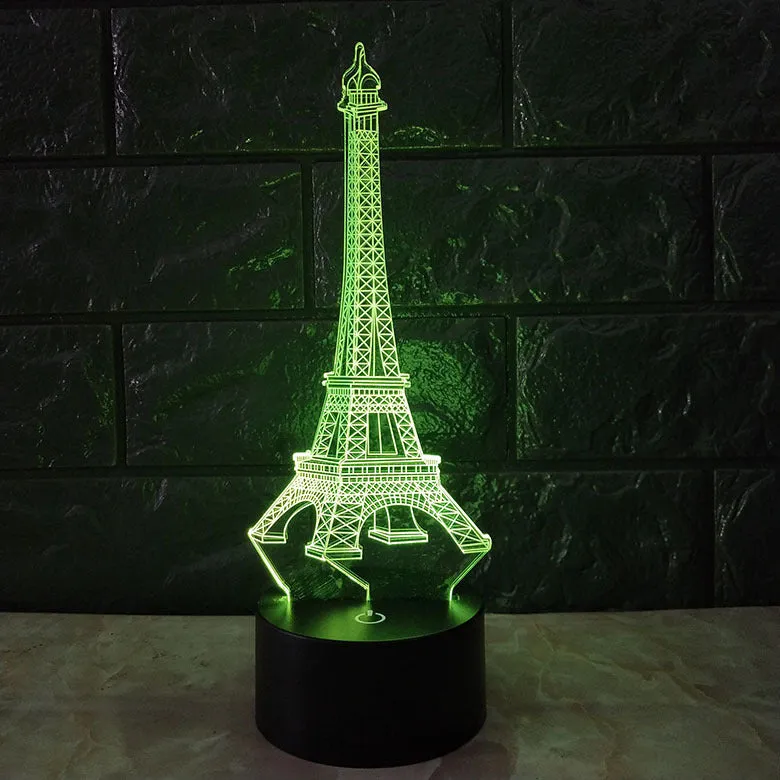 Eiffel Tower 3D Night Light Creative Colourful Touch and Remote Control ABS Acrylic Desk Lamp 7 Colours Adjustable Gradient USB Powered Home Décor Gift