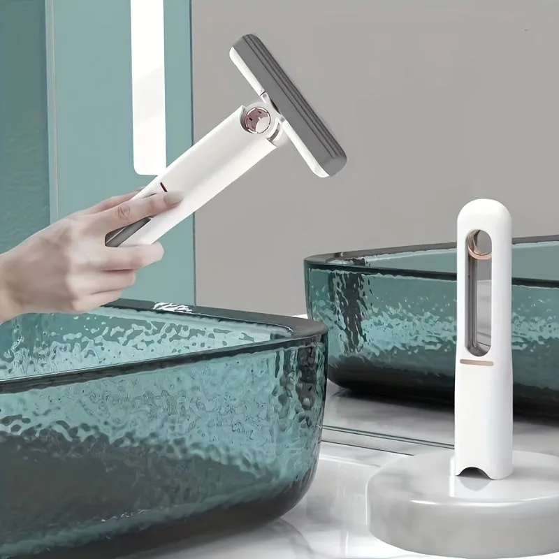 Portable self-squeeze mini mop with built-in wringer, 11.6x6.1 inch stretch length, for desk and window cleaning