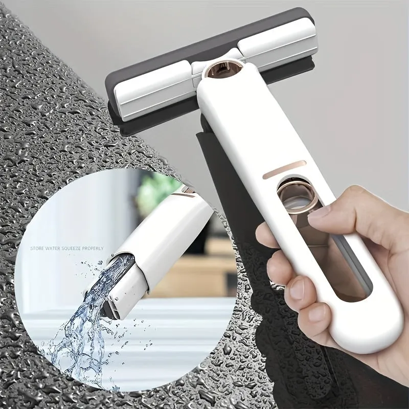 Portable self-squeeze mini mop with built-in wringer, 11.6x6.1 inch stretch length, for desk and window cleaning