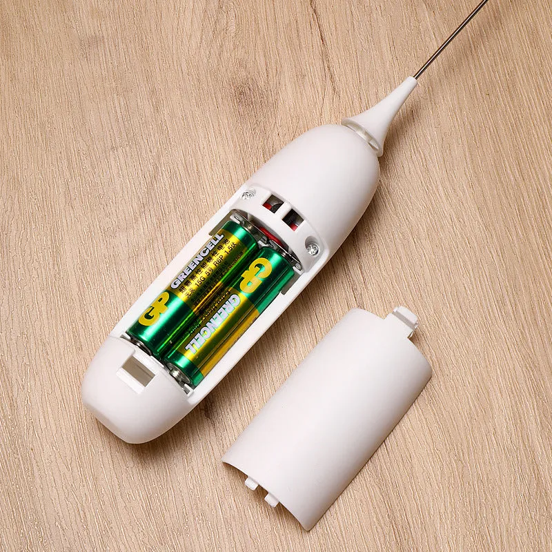 Hand-held electric milk frother blender in black colour with modern simplicity design