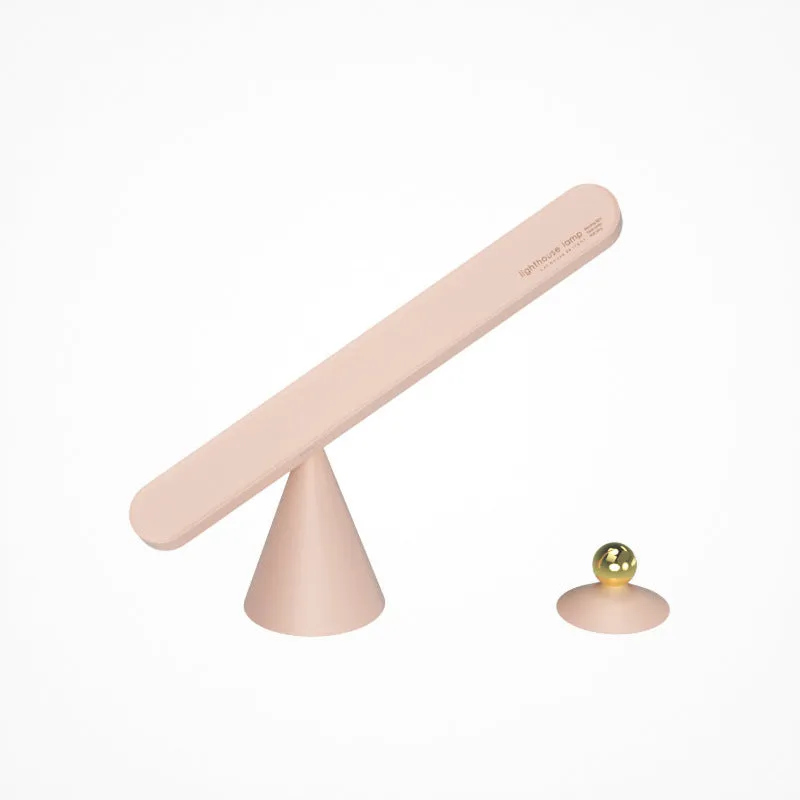 Creative geometric desk lamp in white with magnetic suction base and touch switch, USB powered
