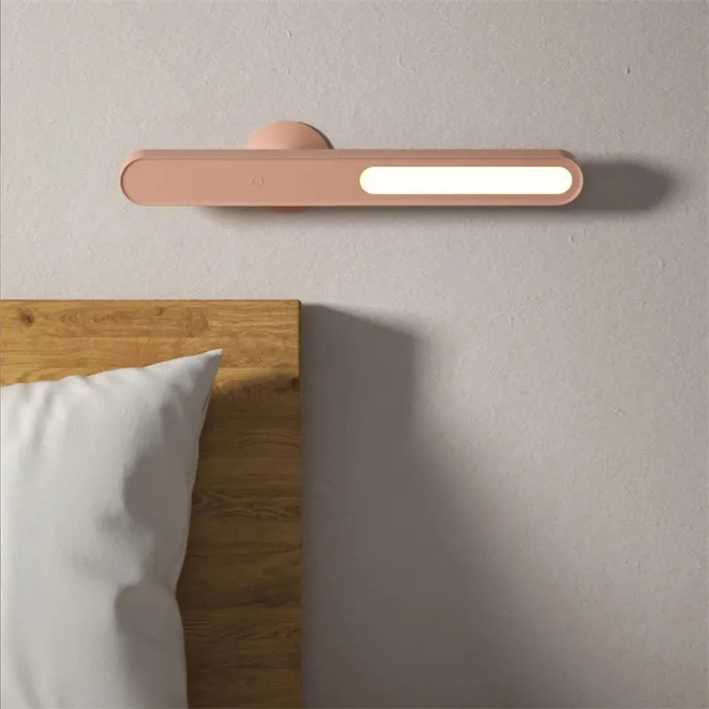Creative geometric desk lamp in white with magnetic suction base and touch switch, USB powered
