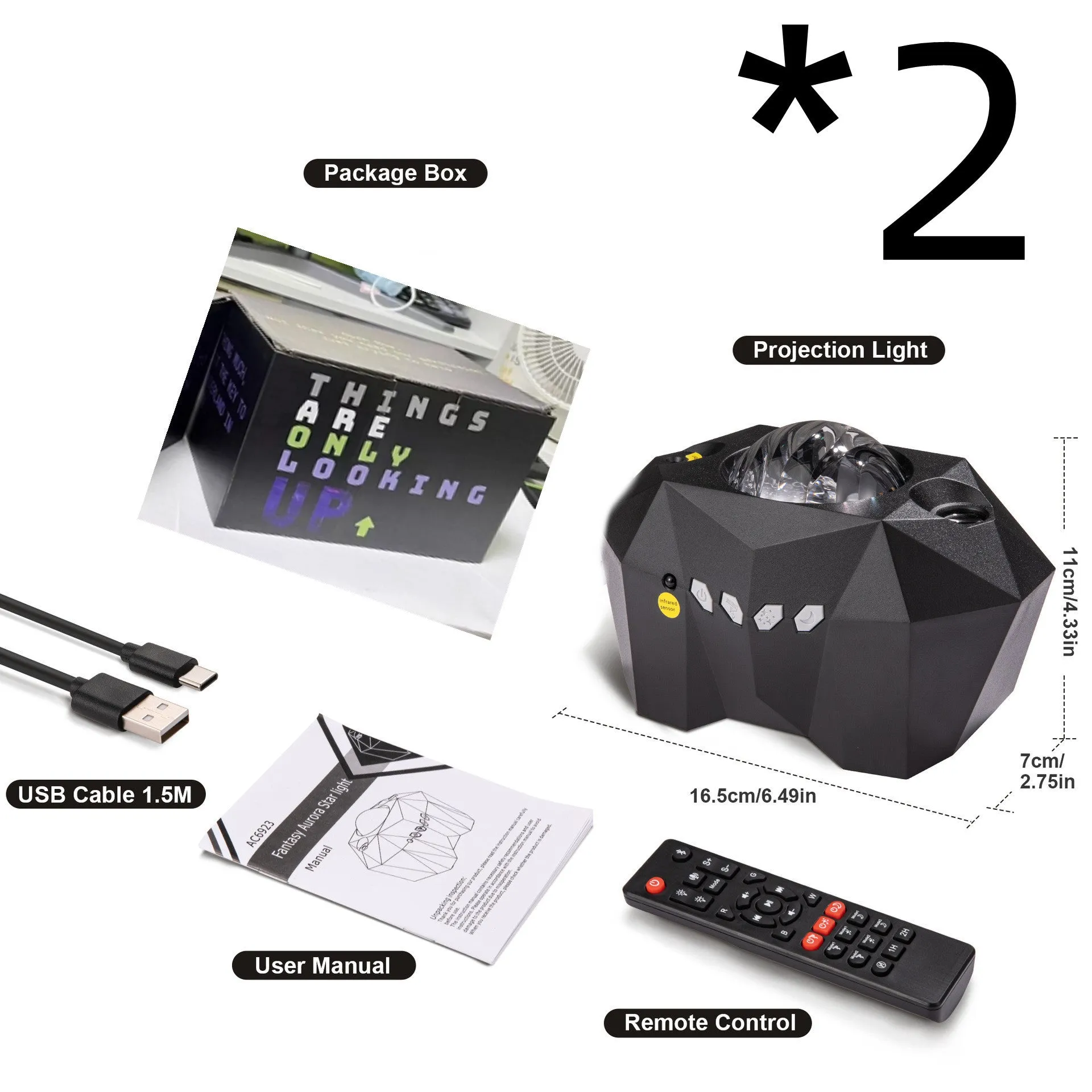 USB Bluetooth ocean star projector lamp with multi-colour water pattern and green laser, ABS and acrylic construction, black finish