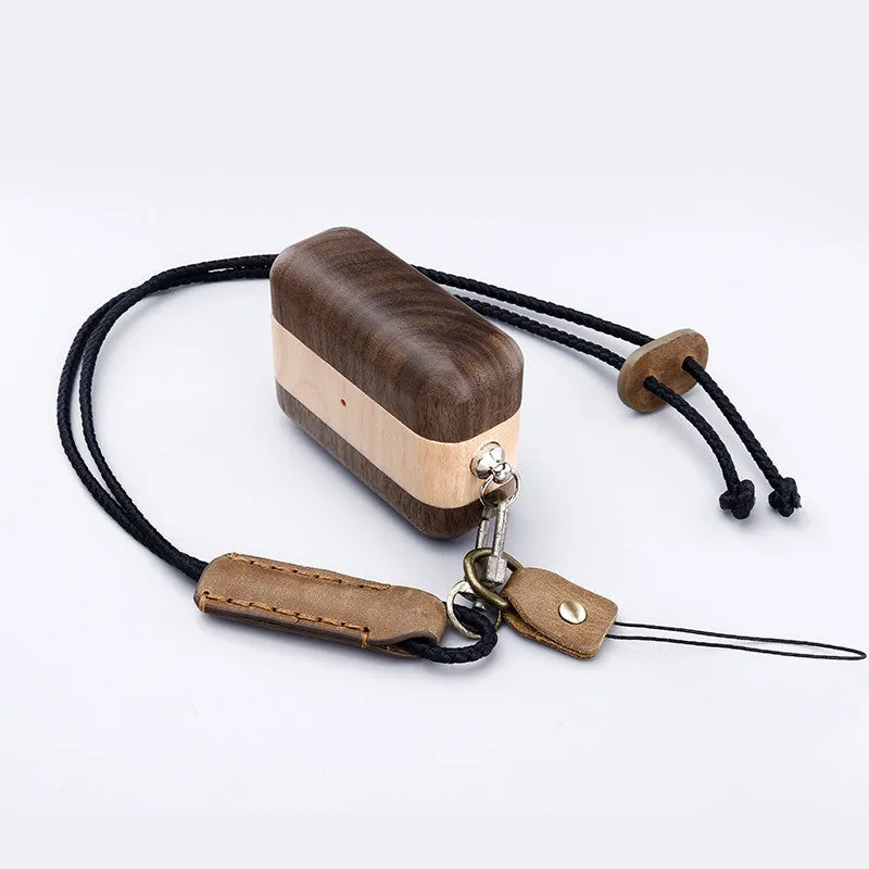 Bluetooth wireless earphones with solid wood log shell case compatible with Apple iPhones