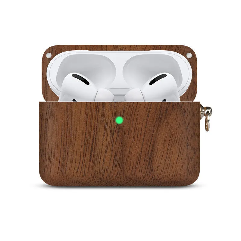 Bluetooth wireless earphones with solid wood log shell case compatible with Apple iPhones