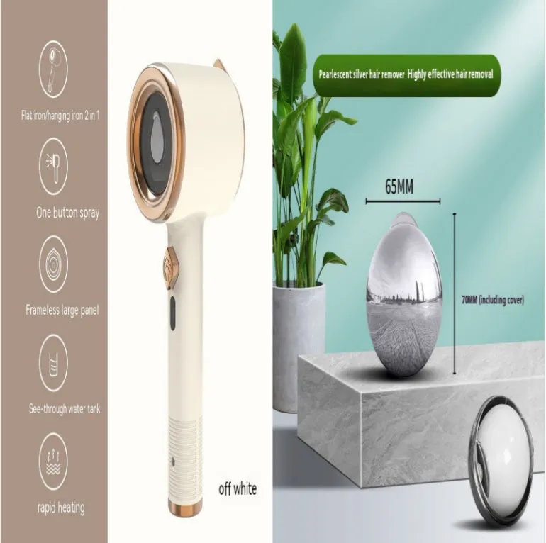 Mini handheld garment steamer in green with visual water tank and US plug