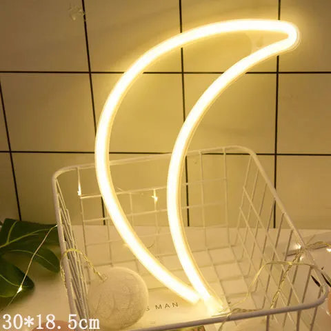 LED neon sign night light with 24 style options, 30x18.5cm, USB battery powered, wall hanging home decorative light