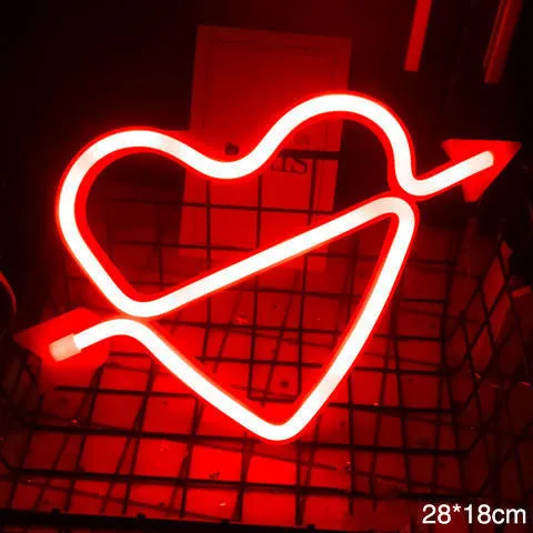 LED neon sign night light with 24 style options, 30x18.5cm, USB battery powered, wall hanging home decorative light