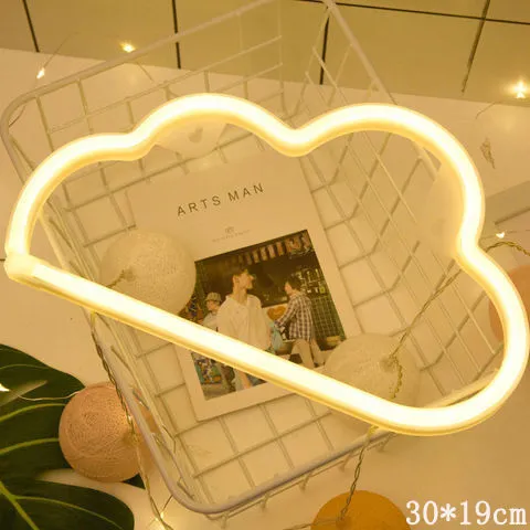 LED neon sign night light with 24 style options, 30x18.5cm, USB battery powered, wall hanging home decorative light