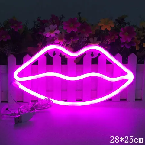 LED neon sign night light with 24 style options, 30x18.5cm, USB battery powered, wall hanging home decorative light