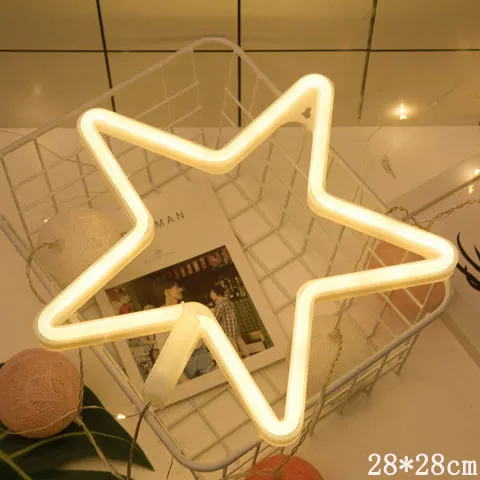 LED neon sign night light with 24 style options, 30x18.5cm, USB battery powered, wall hanging home decorative light