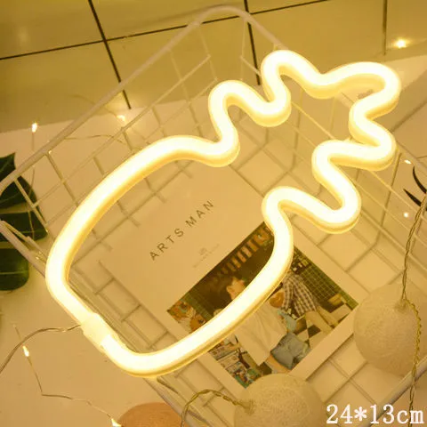 LED neon sign night light with 24 style options, 30x18.5cm, USB battery powered, wall hanging home decorative light