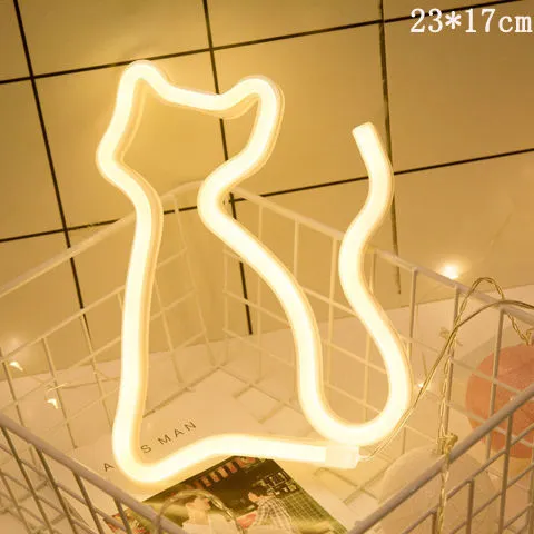 LED neon sign night light with 24 style options, 30x18.5cm, USB battery powered, wall hanging home decorative light