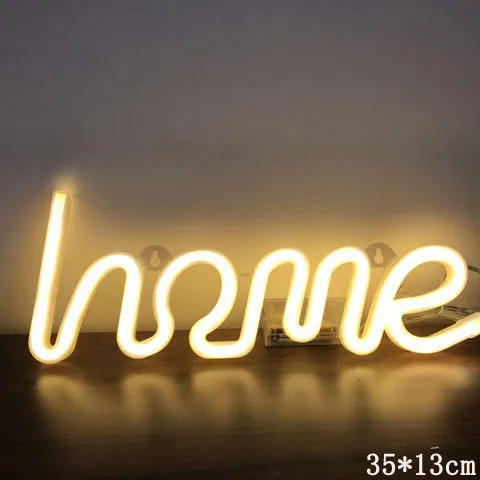 LED neon sign night light with 24 style options, 30x18.5cm, USB battery powered, wall hanging home decorative light