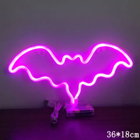 LED neon sign night light with 24 style options, 30x18.5cm, USB battery powered, wall hanging home decorative light