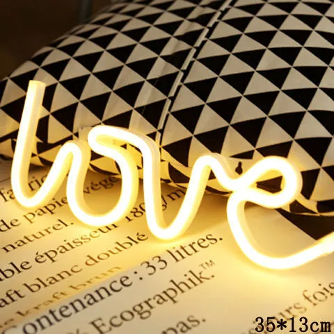 LED neon sign night light with 24 style options, 30x18.5cm, USB battery powered, wall hanging home decorative light