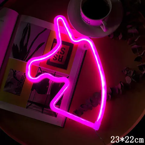 LED neon sign night light with 24 style options, 30x18.5cm, USB battery powered, wall hanging home decorative light