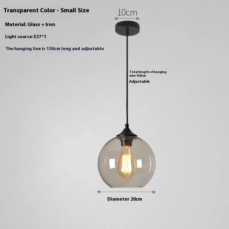 Creative colored glass ball chandelier pendant light in transparent glass, 25cm diameter, ceiling mounted
