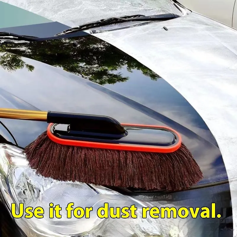 Telescopic wax duster car wash mop with alloy handle and brown line small telescopic brush head