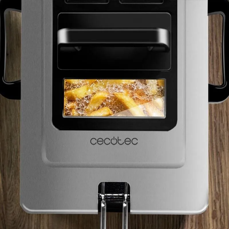 Silver household 3 litre electric fryer with Teflon non-stick coating and EU plug