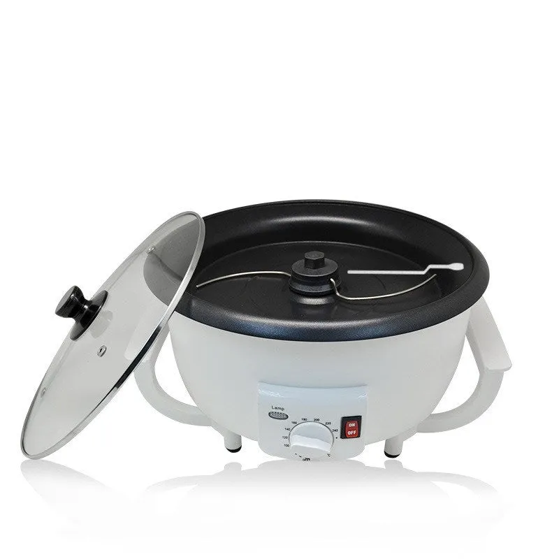 White oblate-shaped coffee bean roasting machine with 750g capacity