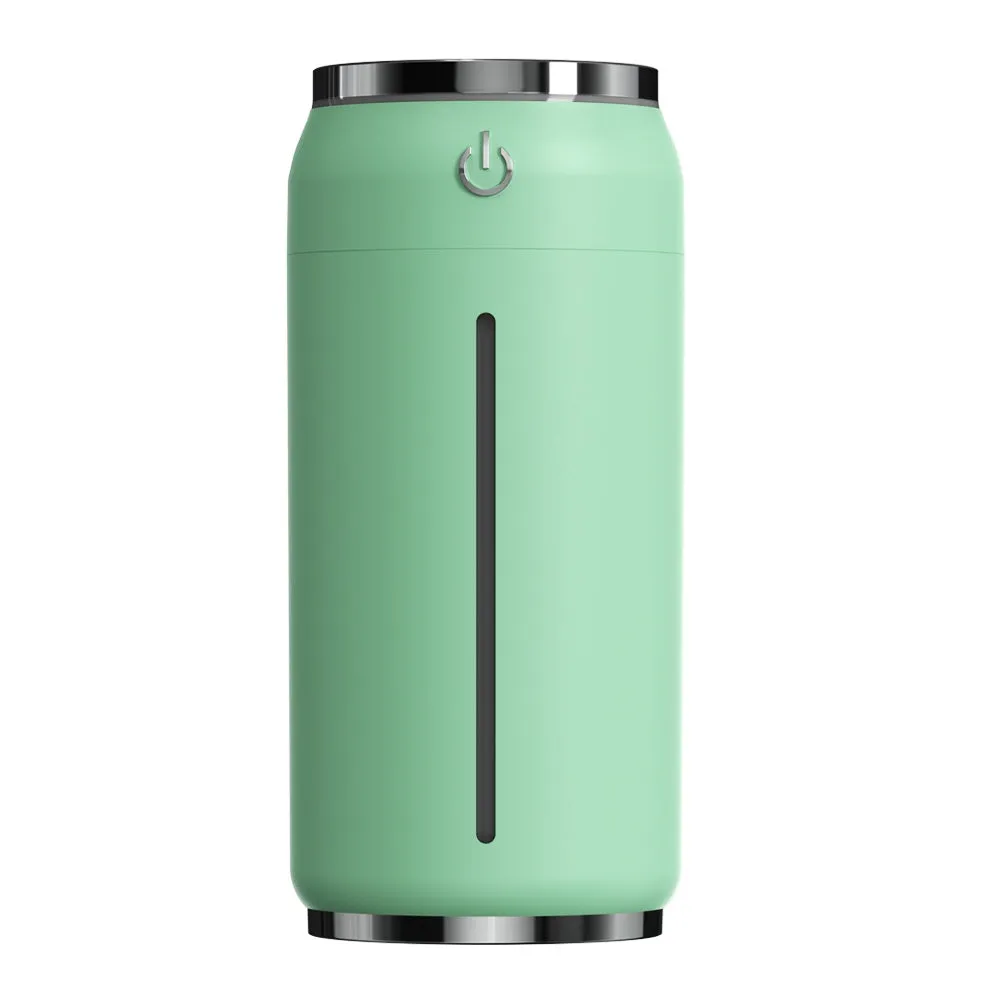 220ml USB car humidifier in black with 141x64x64mm dimensions, ABS PP build, mini light and fan included