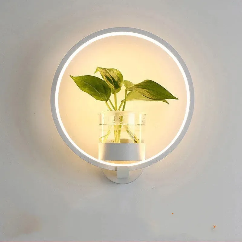 Decorative wall lamp with sandblasted iron finish, 30cm diameter, round shape, black colour, integrated LED strip
