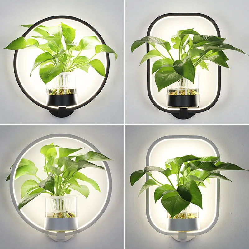 Decorative wall lamp with sandblasted iron finish, 30cm diameter, round shape, black colour, integrated LED strip