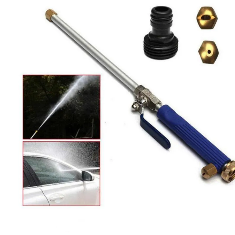 Blue and silver car high-pressure water gun with TPR handle and 75cm length