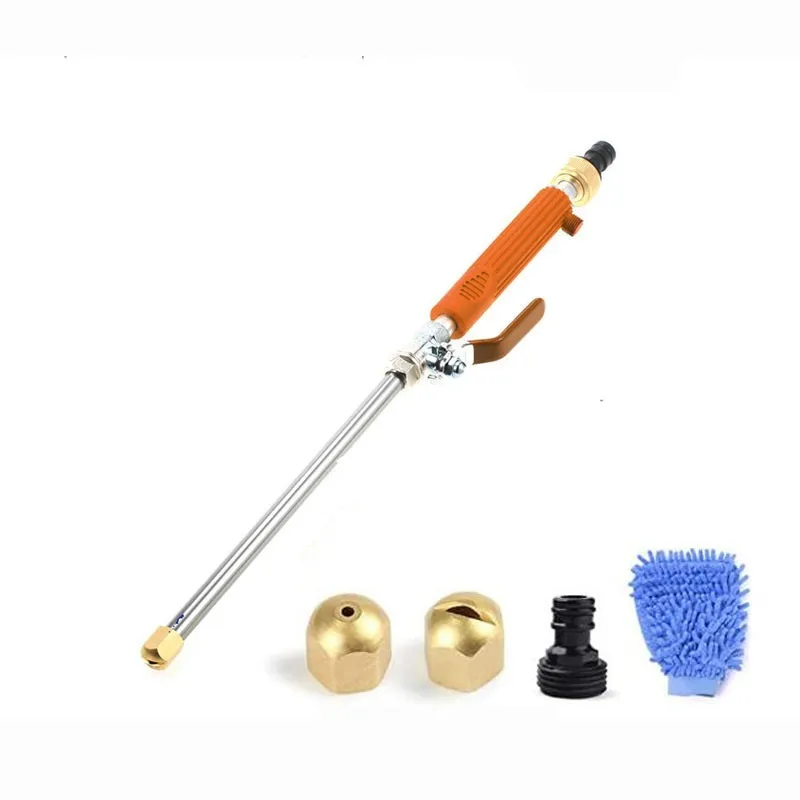 Blue and silver car high-pressure water gun with TPR handle and 75cm length