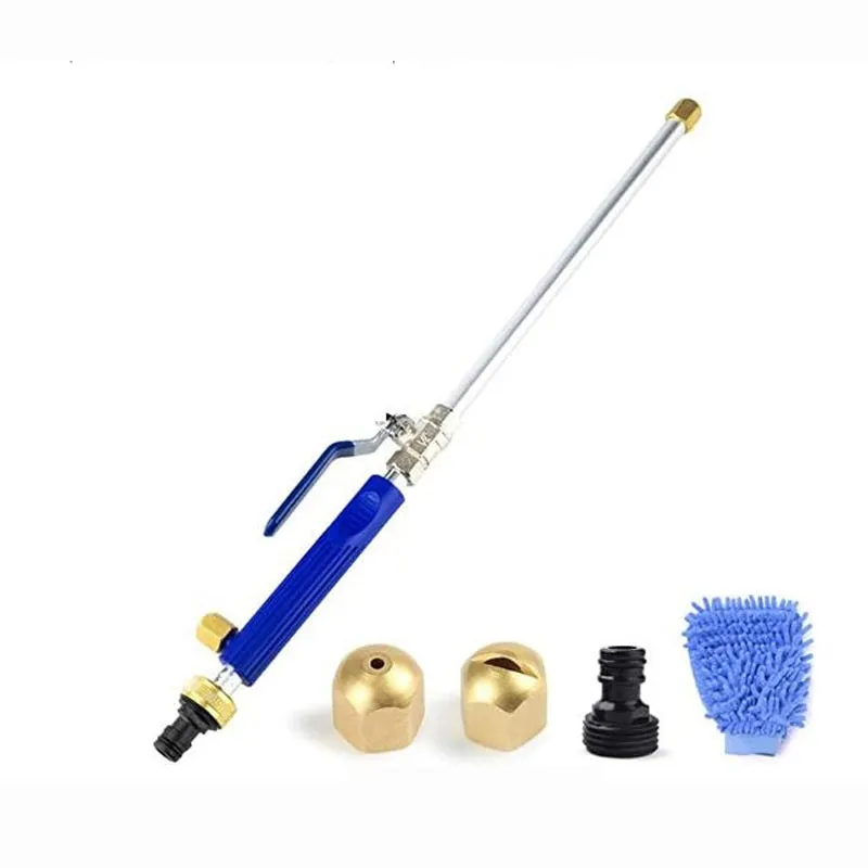 Blue and silver car high-pressure water gun with TPR handle and 75cm length