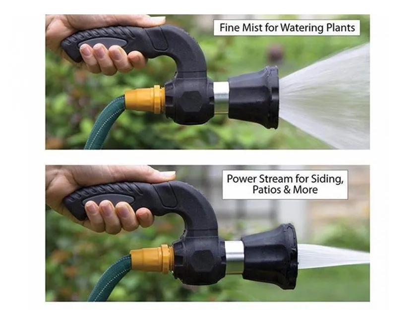 Mighty Power Hose Blaster Nozzle black with ergonomic handle and five spray settings, 23 cm length