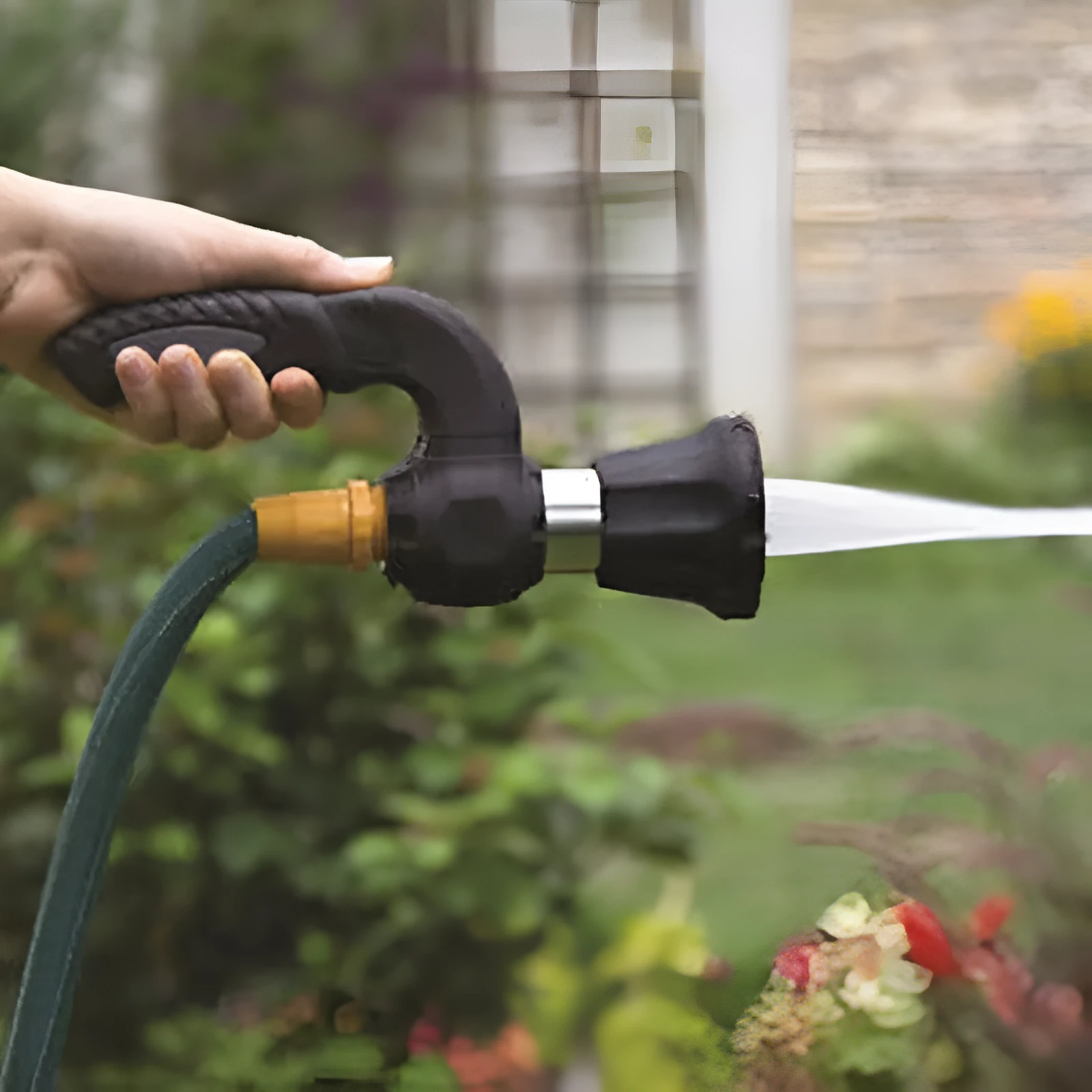 Mighty Power Hose Blaster Nozzle black with ergonomic handle and five spray settings, 23 cm length