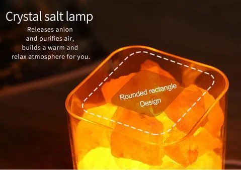 USB Himalayan salt LED lamp with 5 colour-changing modes, 94 mm size, ABS and PC construction, black finish